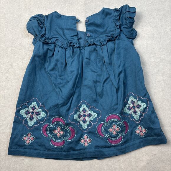 Tea‎ Collection Dress Girl 12-18 Embroidered Floral 100% Cotton Party Boho Puff - Picture 6 of 7